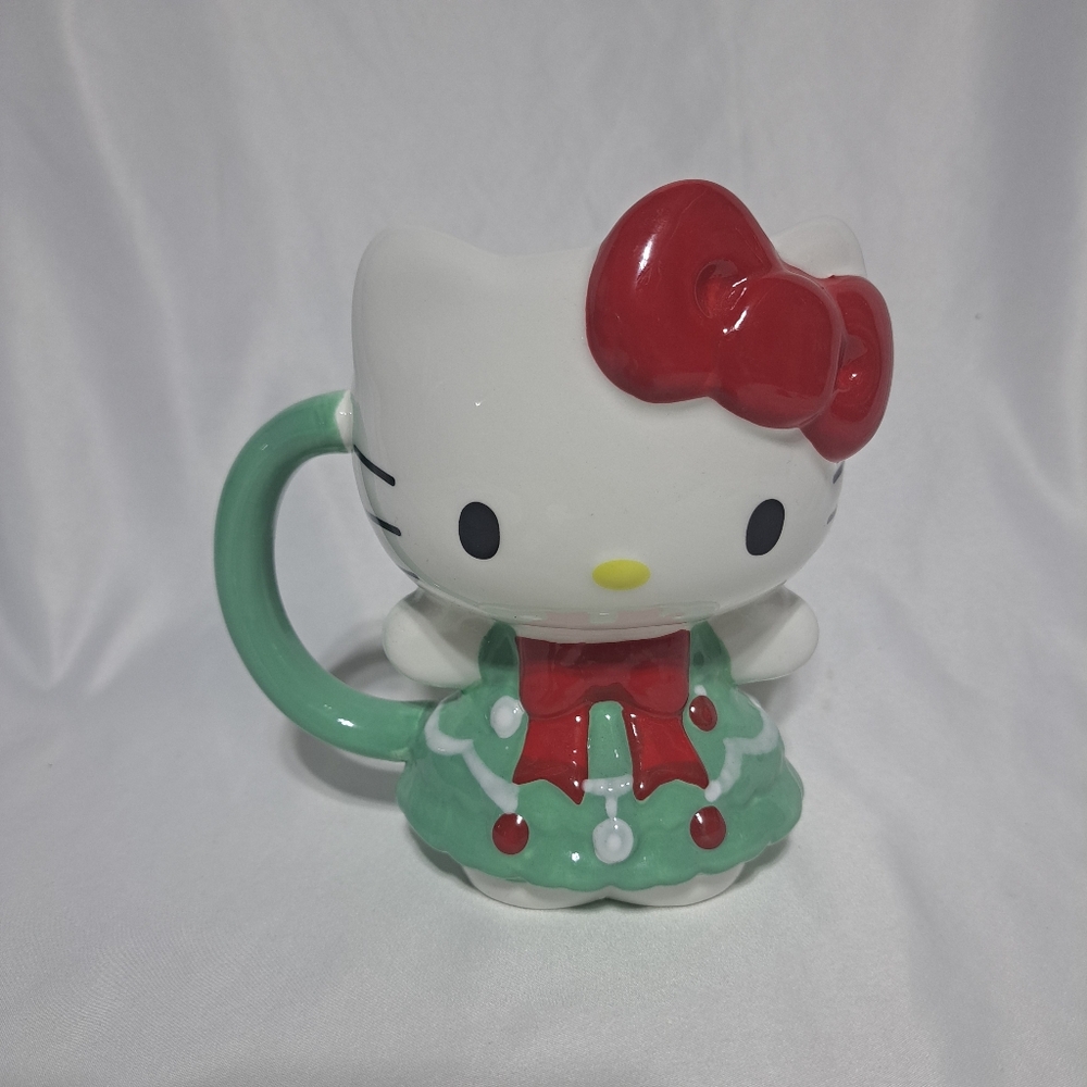 Sanrio Hello Kitty Holiday‎ Tree Dress 3D Sculpted Ceramic Mug 6" H